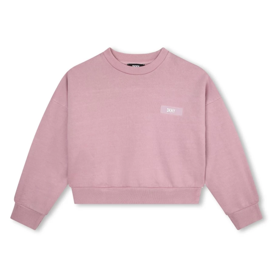 DKNY Girls' Cotton Fleece Sweatshirt - Soft & Comfortable Pullover