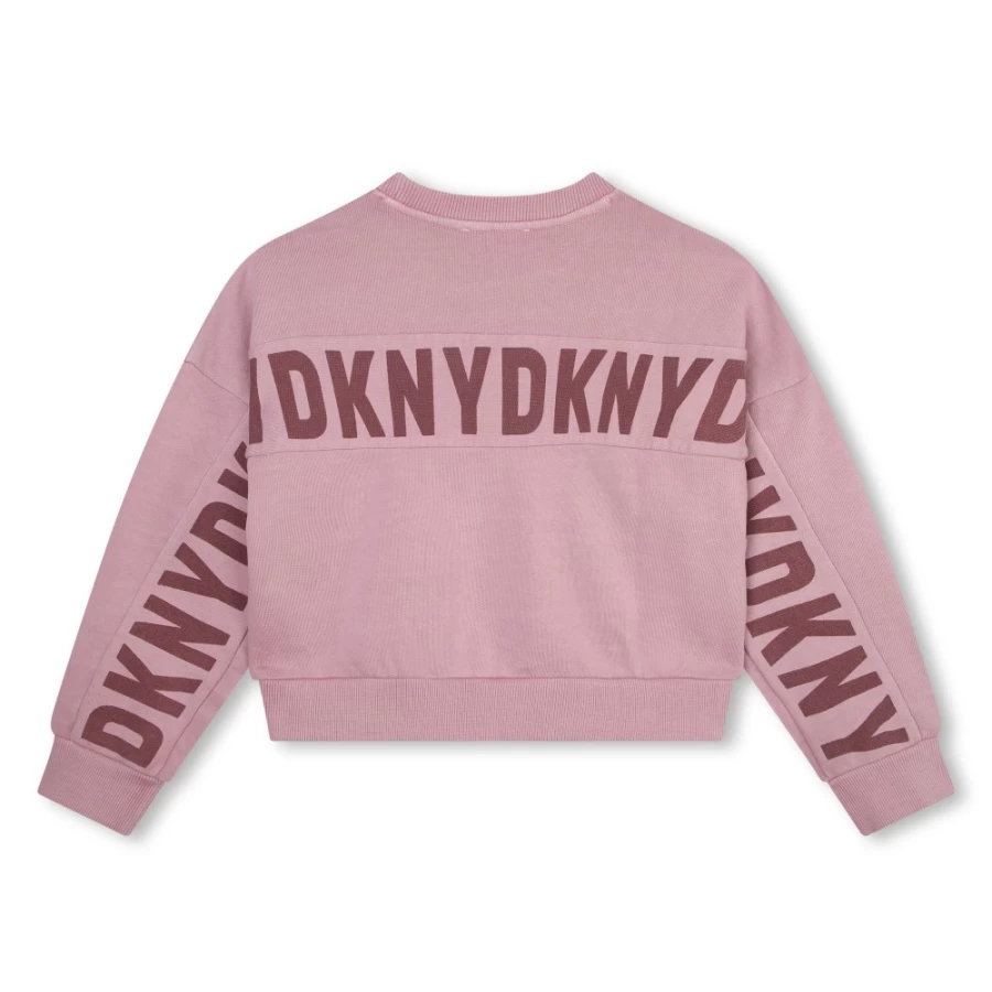 DKNY Girls' Cotton Fleece Sweatshirt - Soft & Comfortable Pullover