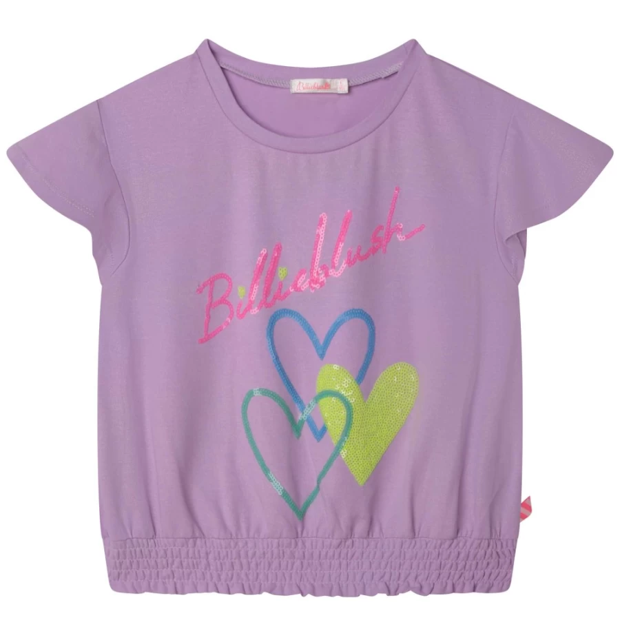 BILLIEBLUSH Girls' Violet Short-Sleeve T-Shirt for Casual Wear