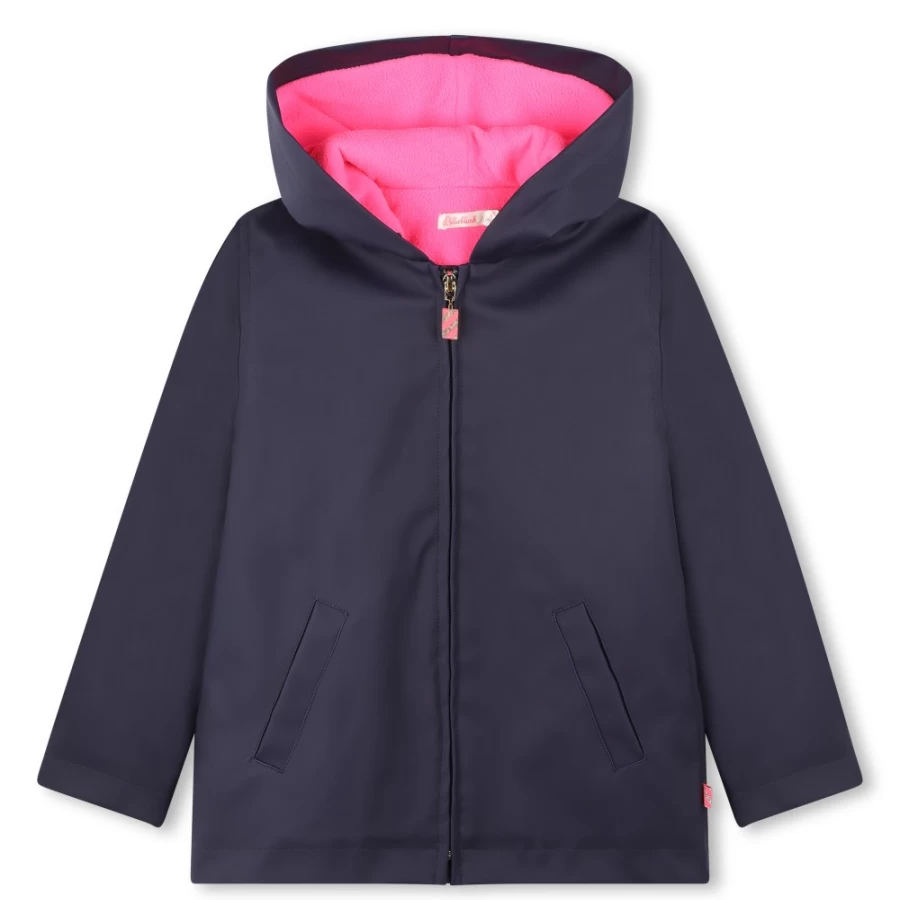 BILLIEBLUSH Navy Waterproof Coated Fabric Hooded Raincoat for Girls