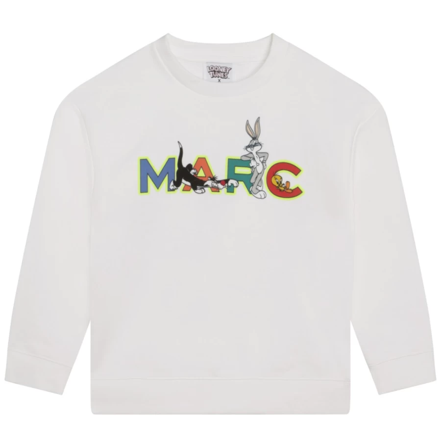 MARC JACOBS Girls White Looney Tunes Sweatshirt Cartoon Graphic Pullover