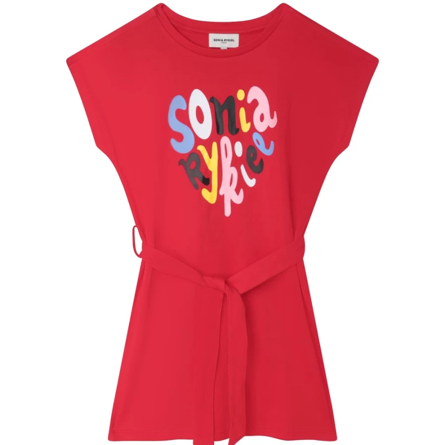 SONIA RYKIEL Girls Red Short-Sleeved Summer Dress for Kids