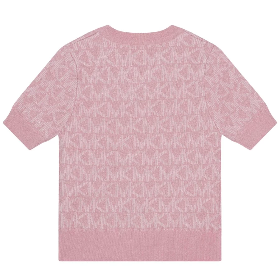MICHAEL KORS Girl's Pink Washed Pink Short-Sleeved Jacquard Jumper