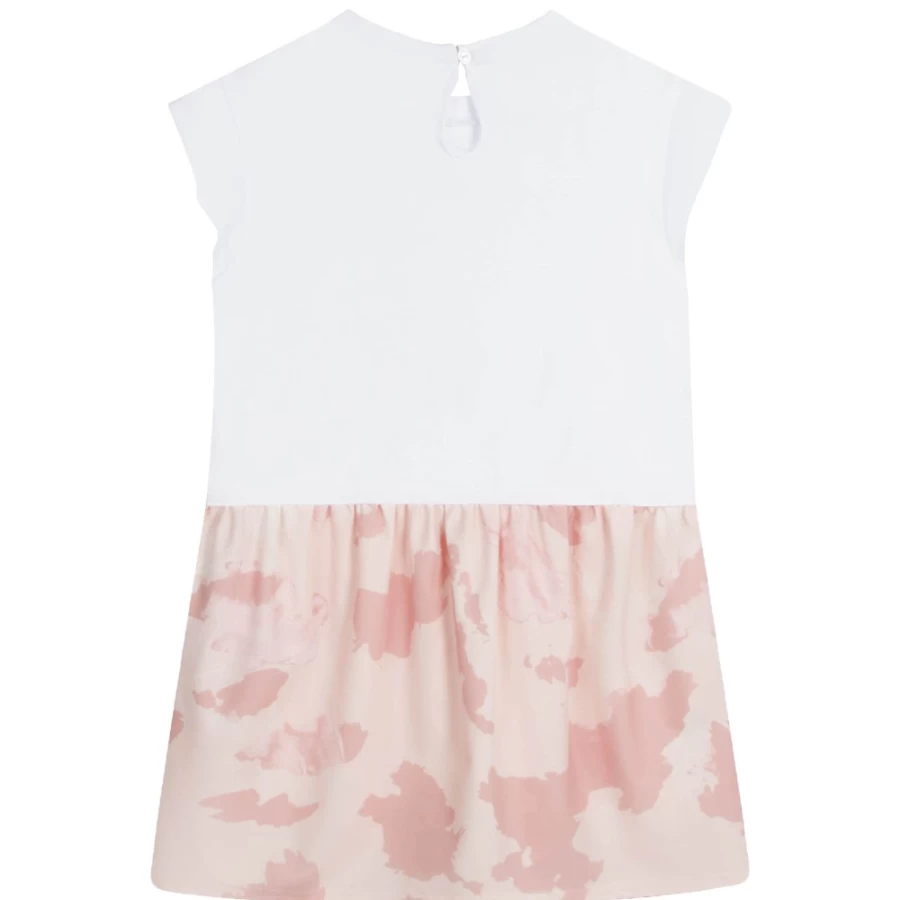 AIGLE Girl's Washed Pink Bimaterial Print Dress