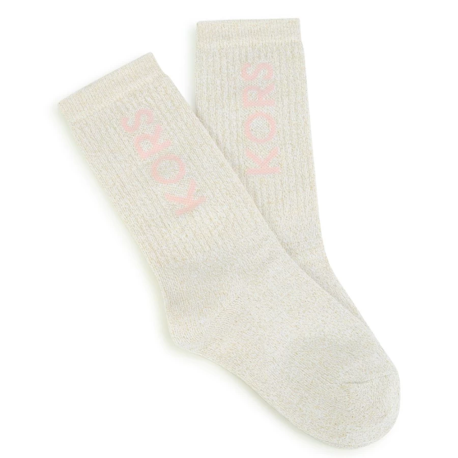 MICHAEL KORS Girls' White Metallic Knit Socks - Stylish & Comfortable