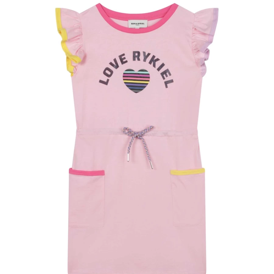 SONIA RYKIEL Girls Pink Washed Cotton Sleeveless Dress for Summer