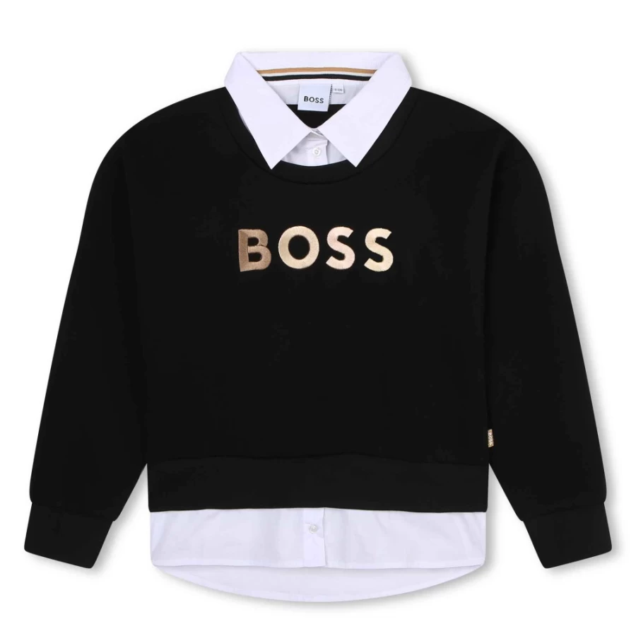 BOSS Girls' Black 2-In-1 Sweatshirt | Stylish & Comfortable Dual-Layer Top