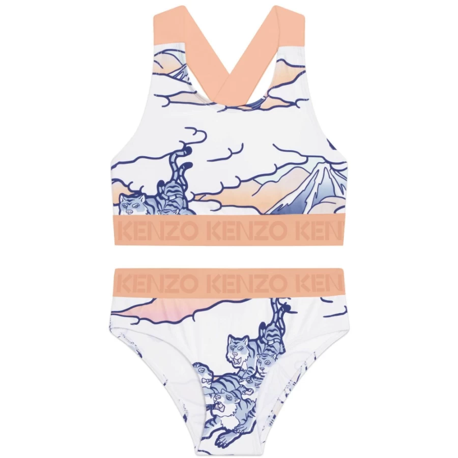 KENZO KIDS Girls' Gold Yellow Two-Piece Printed Swimsuit