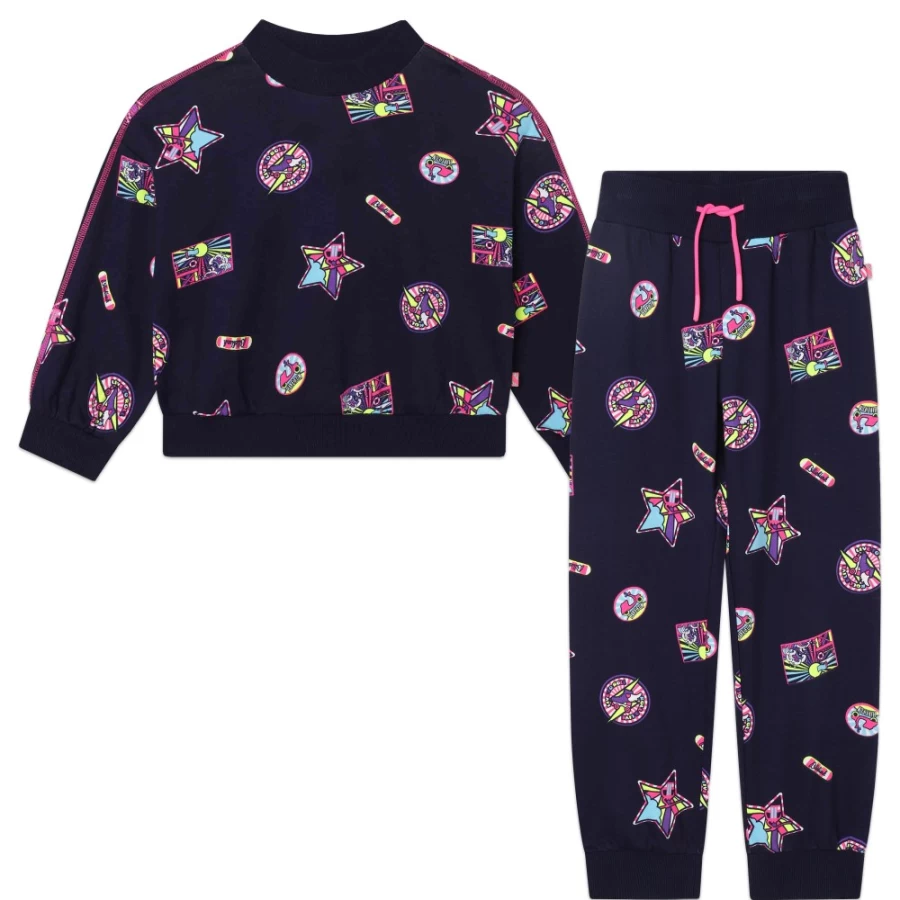 BILLIEBLUSH Navy Fleece Jogging Set for Girls - Cozy Two-Piece Outfit