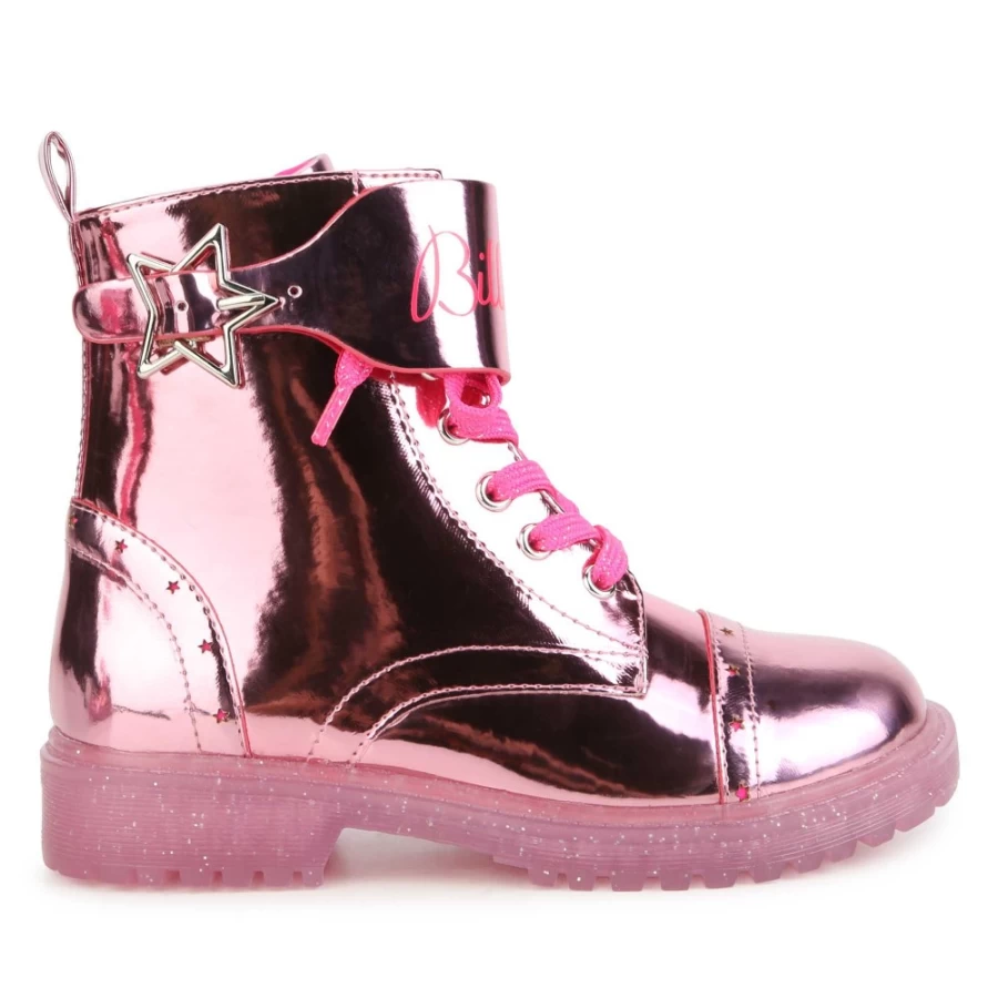 BILLIEBLUSH Pink Lace-Up Ankle Boots for Girls - Stylish Comfort Footwear