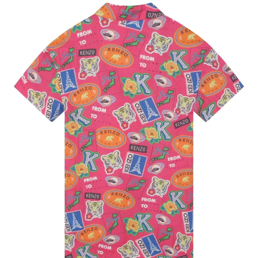 KENZO KIDS Girls Fuschia Dress - Floral Print Casual Wear for Kids