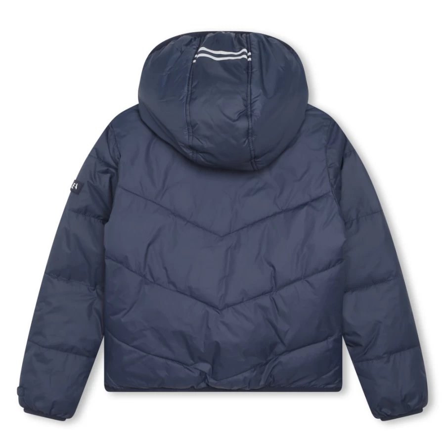 AIGLE Girls Navy Hooded Puffer Jacket - Warm Winter Coat for Kids