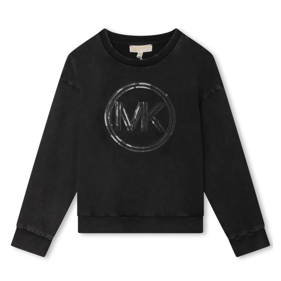 MICHAEL KORS Girls Black Cotton Fleece Sweatshirt - Soft & Comfortable Pullover