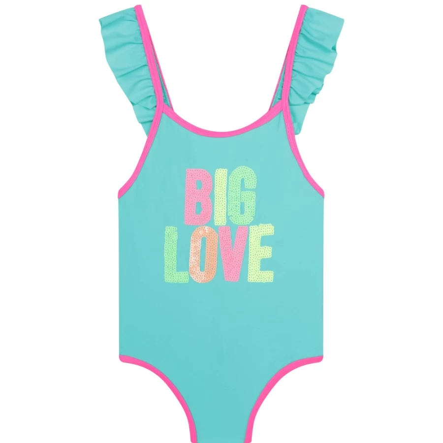 BILLIEBLUSH Sea-Green Low Back Bathing Suit for Girls