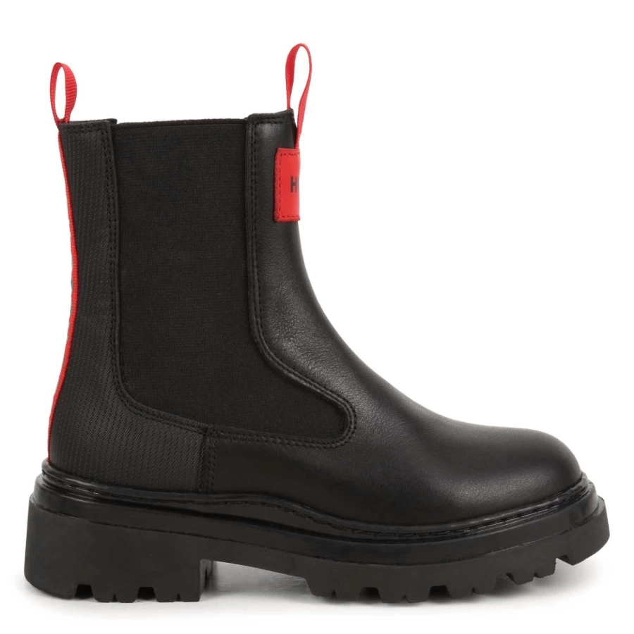 HUGO Black Leather Ankle Boots for Girls - Stylish & Comfortable