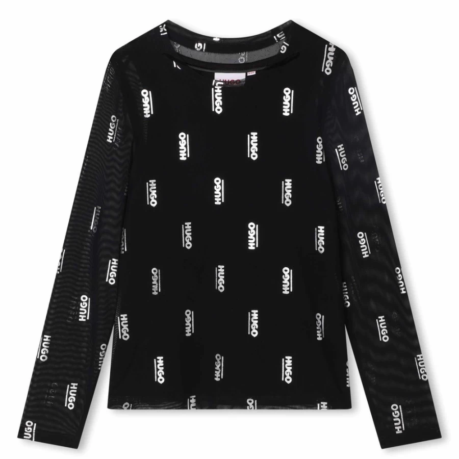 HUGO Girl's Black 2-In-1 Printed Graphic T-Shirt