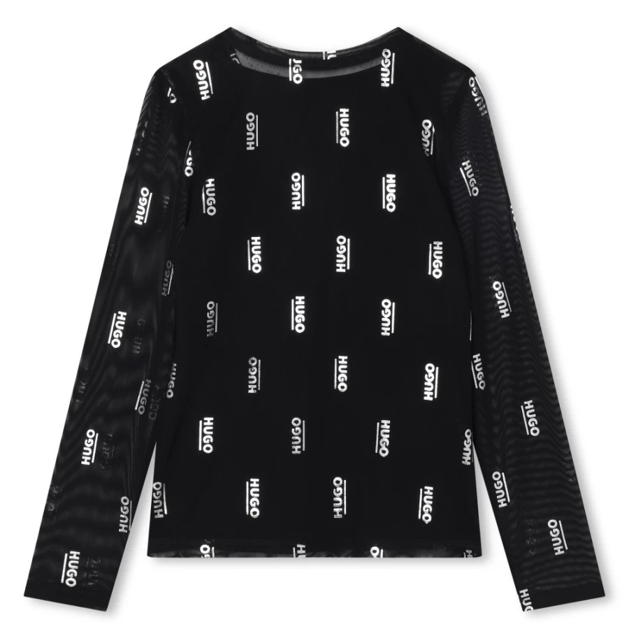 HUGO Girl's Black 2-In-1 Printed Graphic T-Shirt
