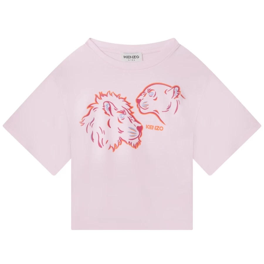 KENZO KIDS Girls Pale Pink Short Sleeve Tee-Shirt | Casual Cotton T-Shirt for Girls