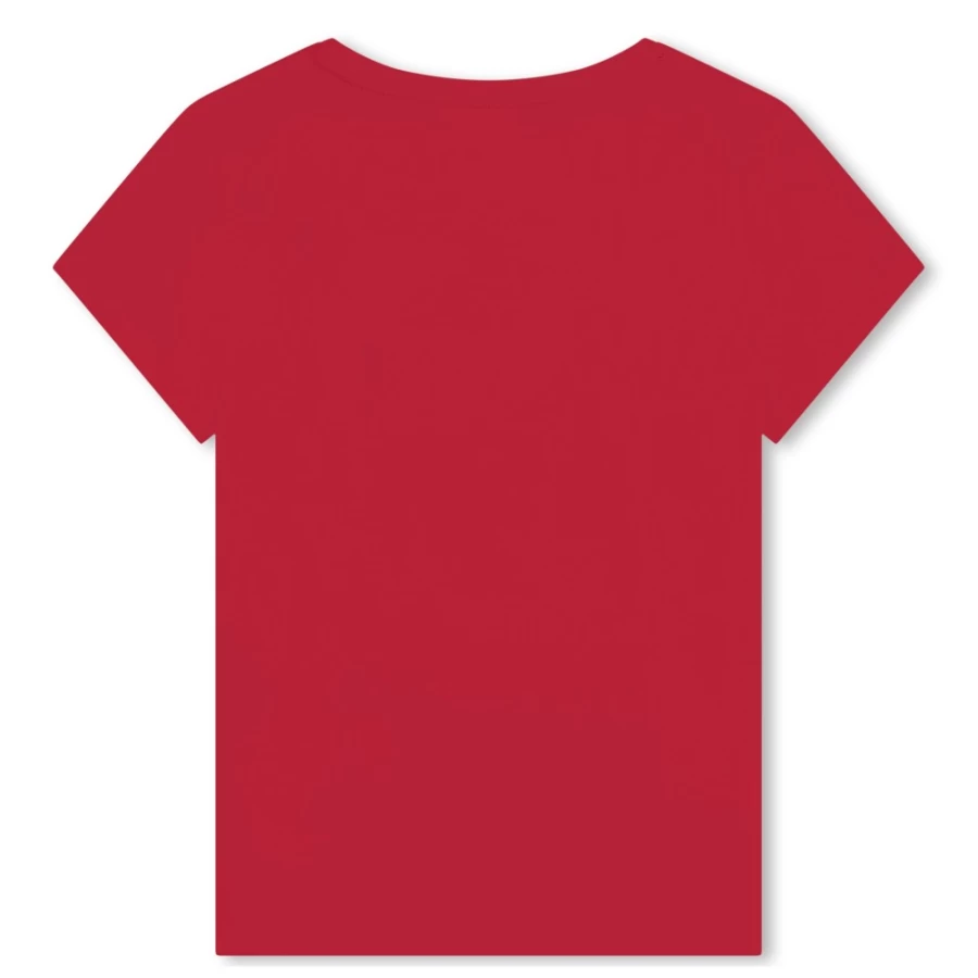 BOSS Girls' Poppy Red Short-Sleeved Cotton T-Shirt for Kids