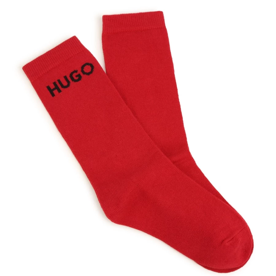 HUGO Girls' 2-Pack Socks - Red & Blue Striped Ankle Socks for Kids