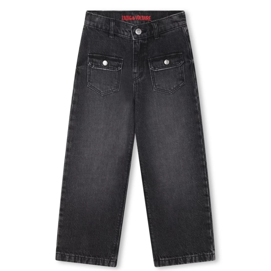 ZADIG & VOLTAIRE Girls' Cotton Jeans in Z21 Denim Black Lave Wash
