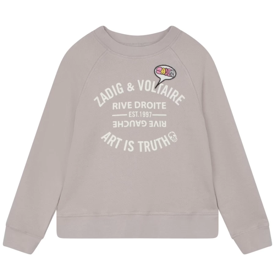 ZADIG & VOLTAIRE Girls' Stone Cotton Round-Neck Sweatshirt