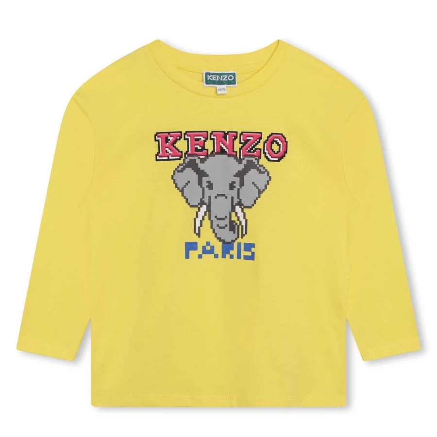 KENZO KIDS Girls' Straw Yellow Long-Sleeved T-Shirt for Kids