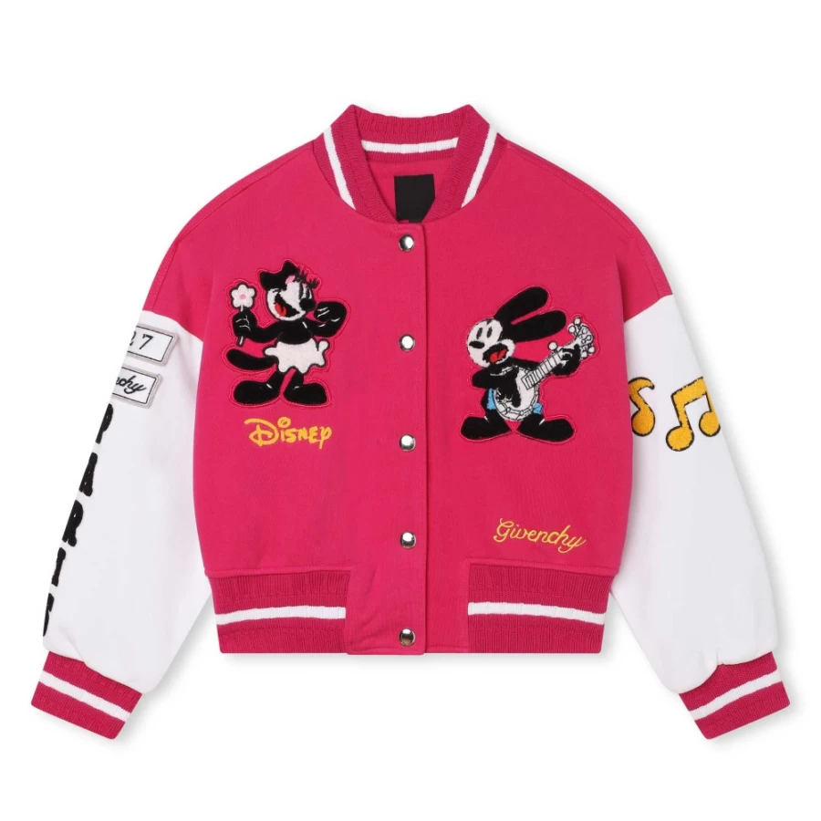 Givenchy Girls' Fleece Cardigan with Embroidered Patches - Cozy & Stylish