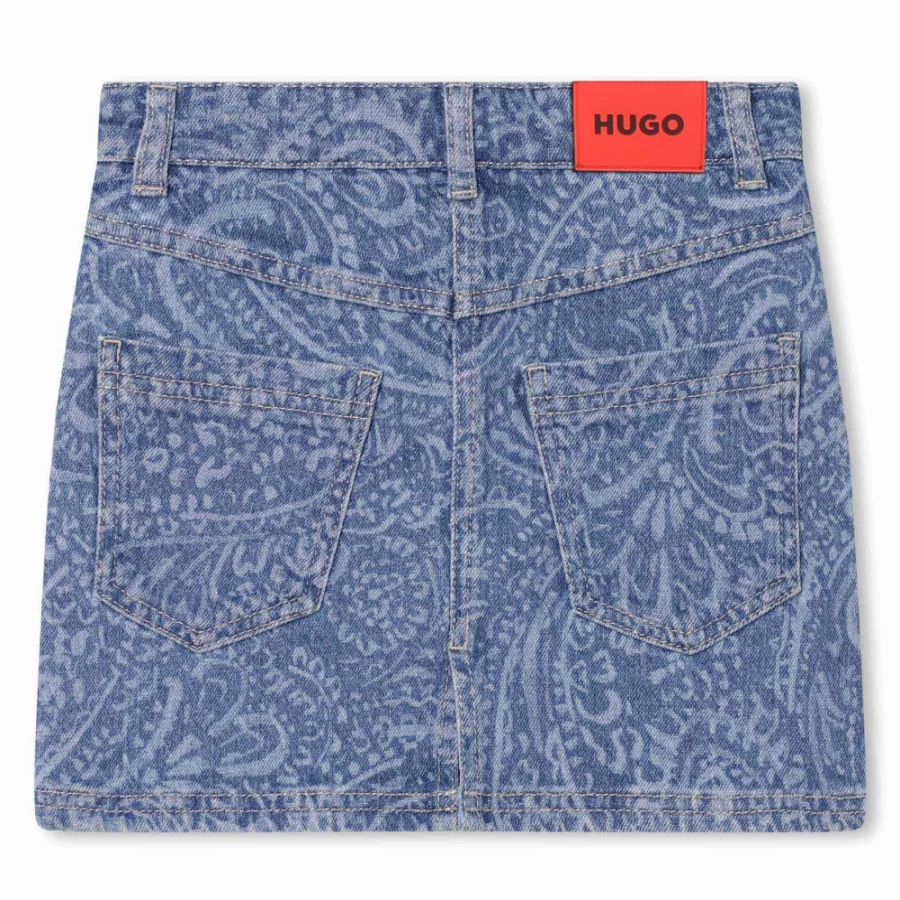 HUGO Denim Blue Short Skirt for Girls | Stylish Denim Mini Skirt