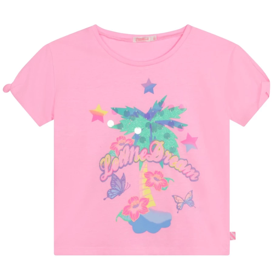 BILLIEBLUSH Girls' Pink Short-Sleeved T-Shirt for Kids