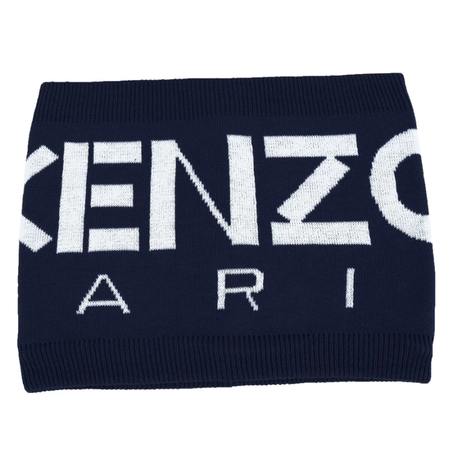 KENZO KIDS Navy Jacquard Snood for Girls - Stylish & Warm Winter Scarf