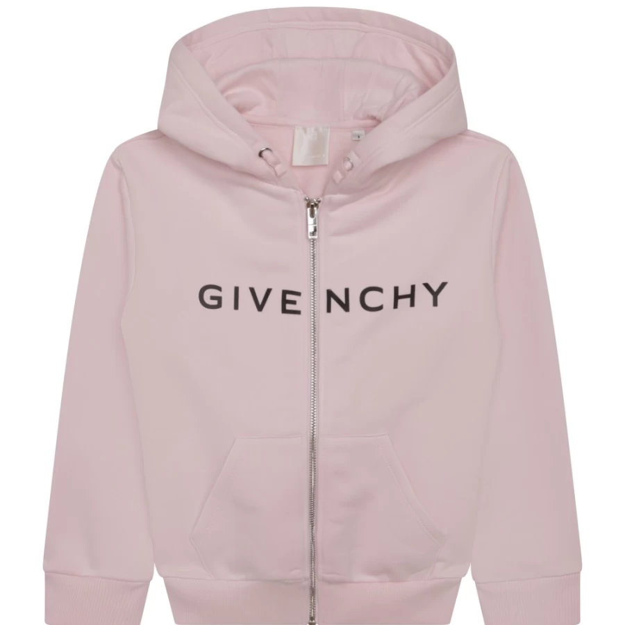 Givenchy Marshmallow Hooded Zip-Up Cardigan for Girls - Soft Pink 44Z Cozy Outerwear