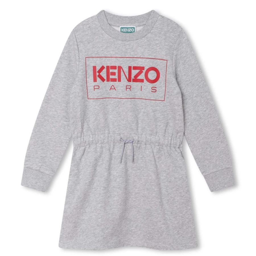 KENZO KIDS Girls' Brushed-Fleece Dress in Grey Marl - Soft & Cozy Fleece Dress for Girls