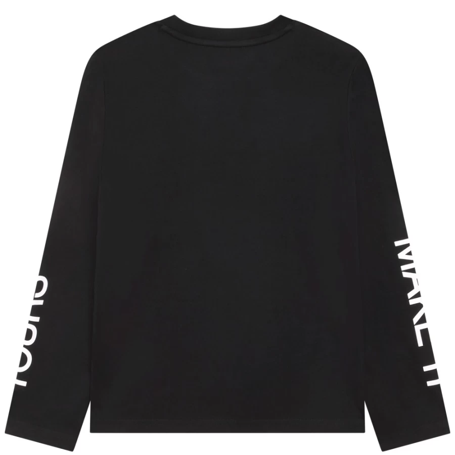 DKNY Girls' Black Long-Sleeve Cotton T-Shirt for Everyday Comfort
