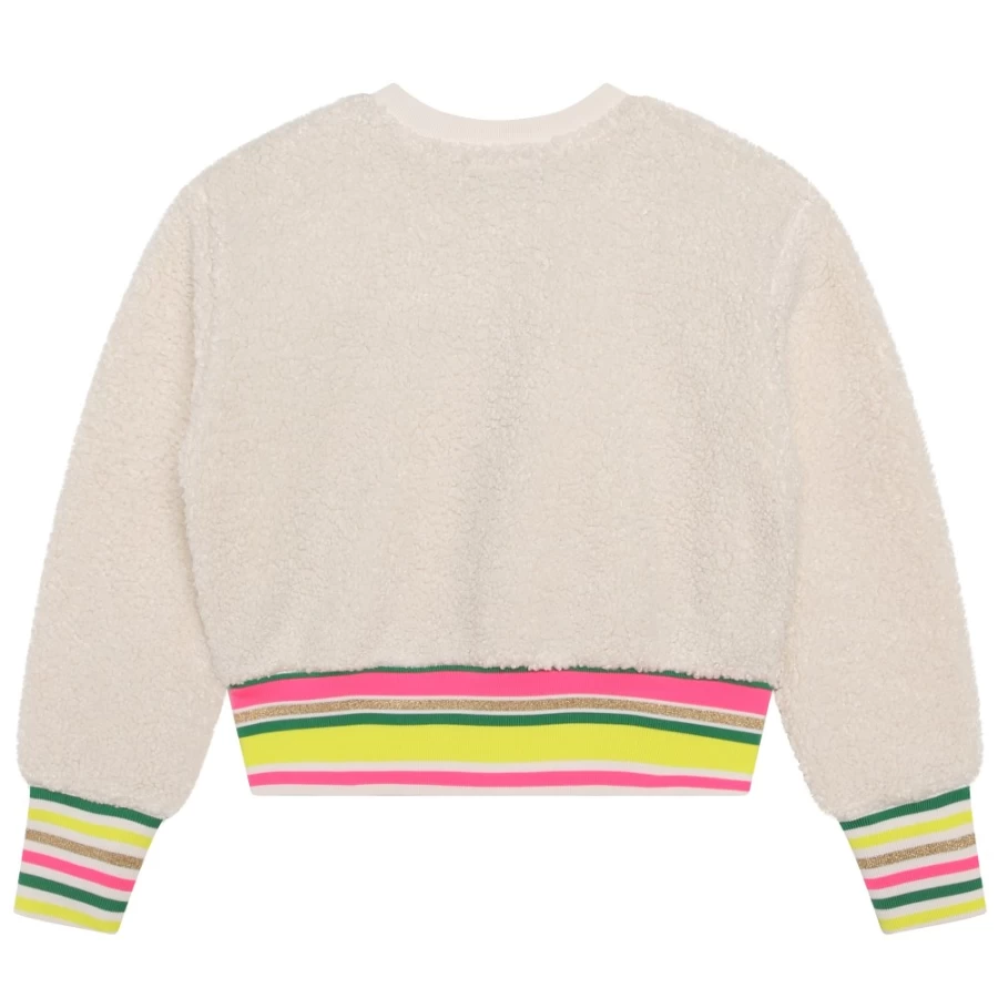 KARL LAGERFELD KIDS Girls Off White Fluffy Fleece Sweatshirt - Cozy Winter Pullover
