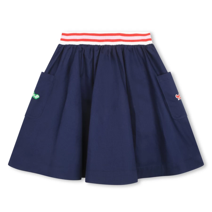 KENZO KIDS Girls Navy Cotton Lined Skirt for Kids