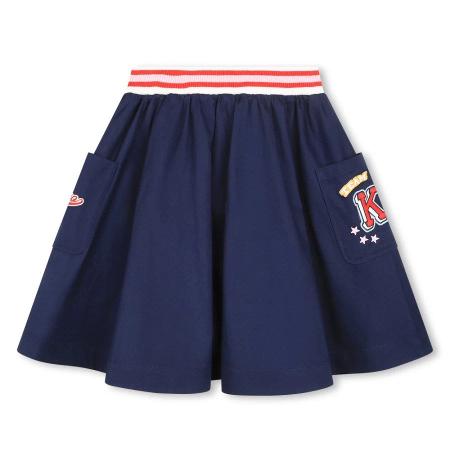 KENZO KIDS Girls Navy Cotton Lined Skirt for Kids