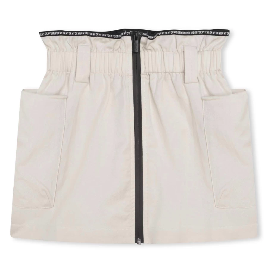 DKNY Girls' White Skirt with Pockets and Adjustable Belt - Stylish & Functional