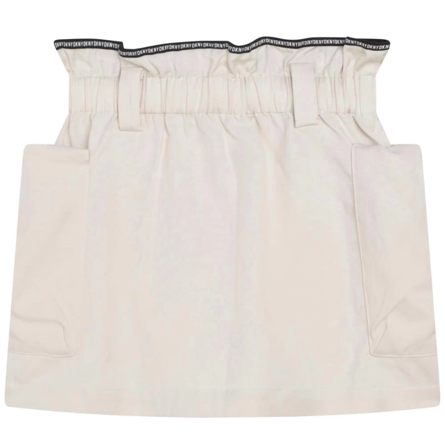 DKNY Girls' White Skirt with Pockets and Adjustable Belt - Stylish & Functional