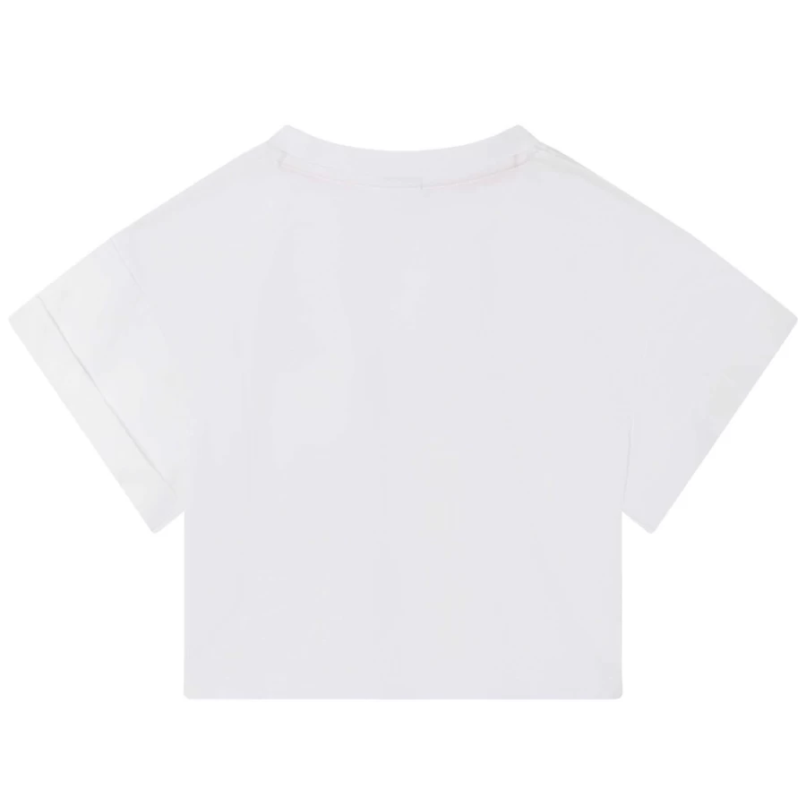 HUGO Girls White Short-Sleeved T-Shirt for Kids - Comfortable Cotton Top