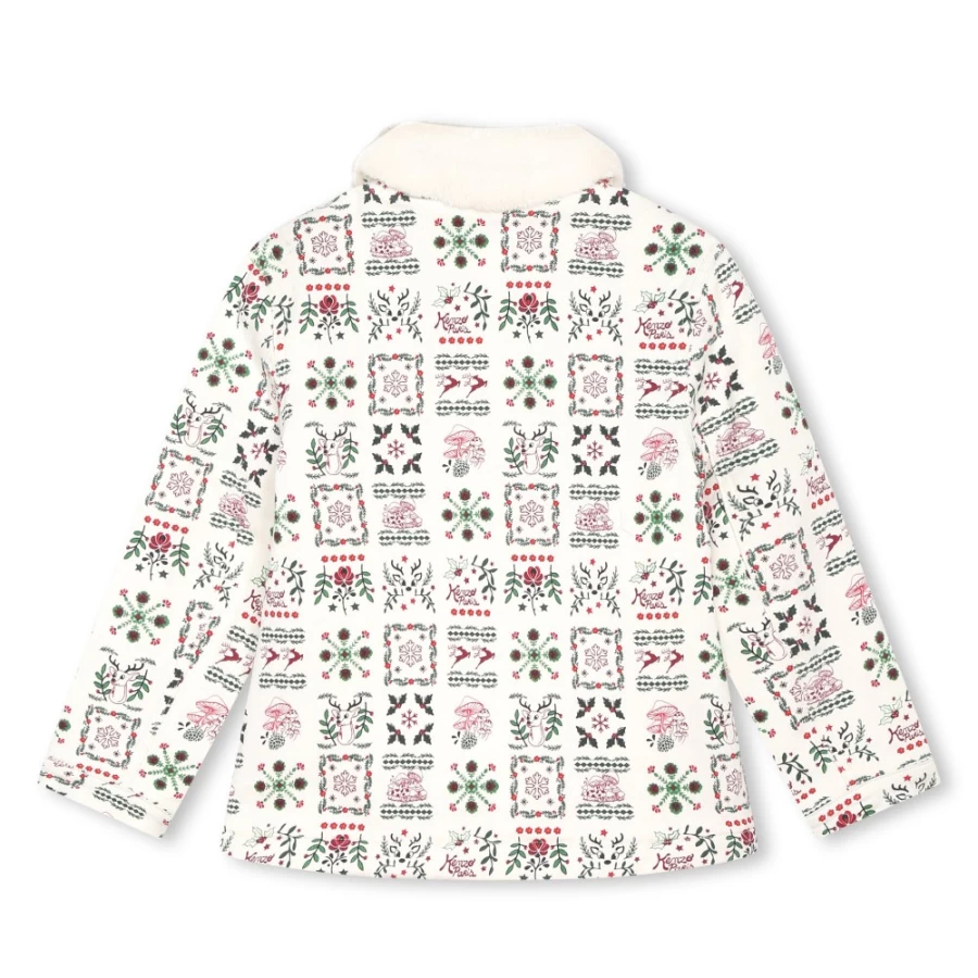 KENZO KIDS Girls Ivory Fancy-Collar Printed Jacket – Stylish & Trendy Outerwear