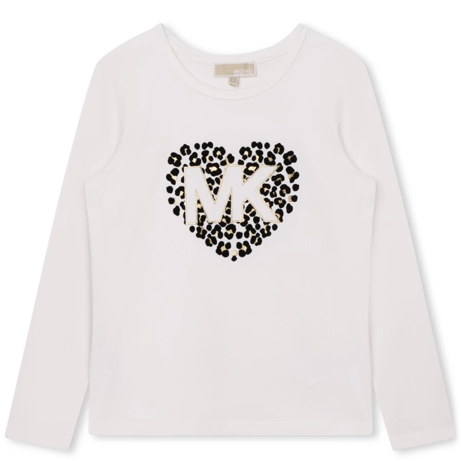 MICHAEL KORS Girls Offwhite Long-Sleeved T-Shirt for Kids Casual Comfortable Top