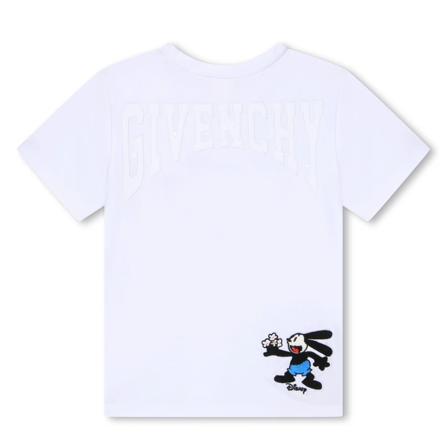 Givenchy White Embroidered Print T-Shirt for Girls
