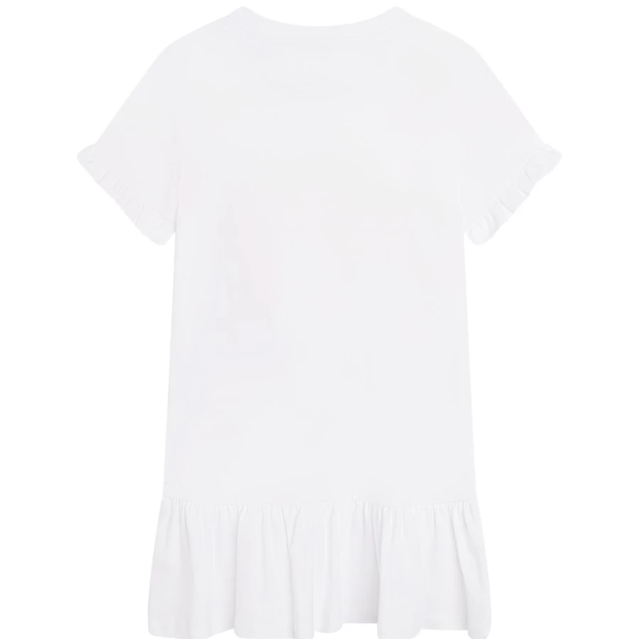 LANVIN Girls White Formal Sequinned Cotton Dress for Special Occasions