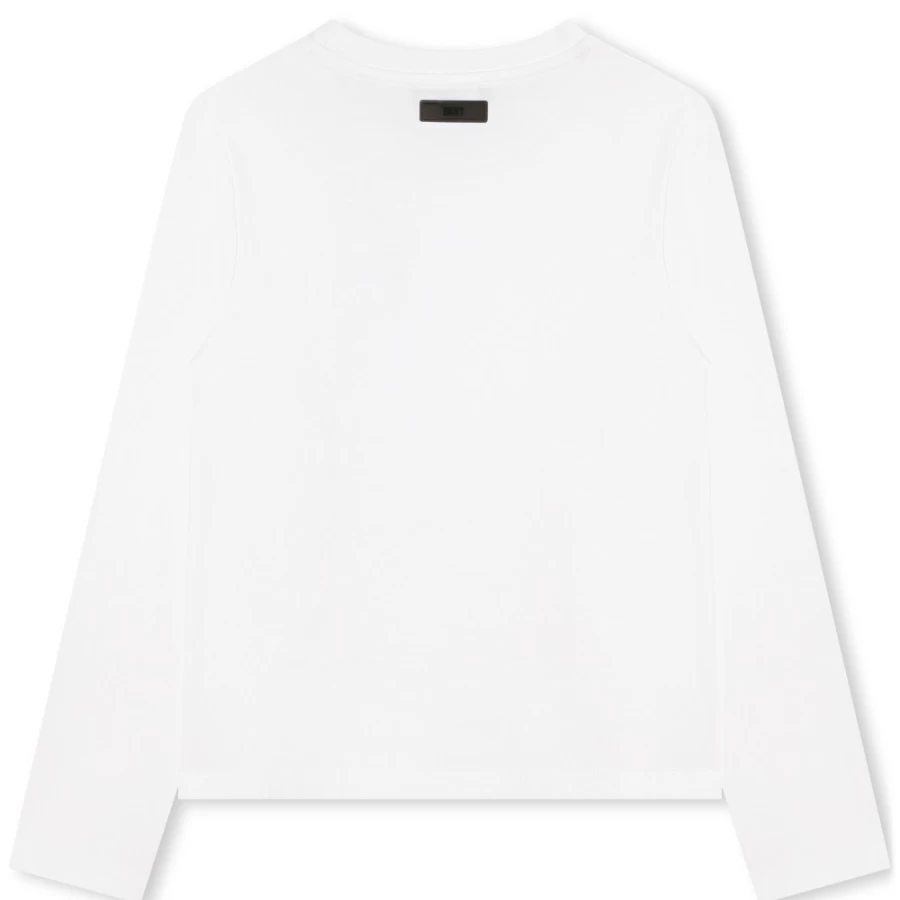 DKNY Girls' White Long-Sleeved T-Shirt for Comfort and Style