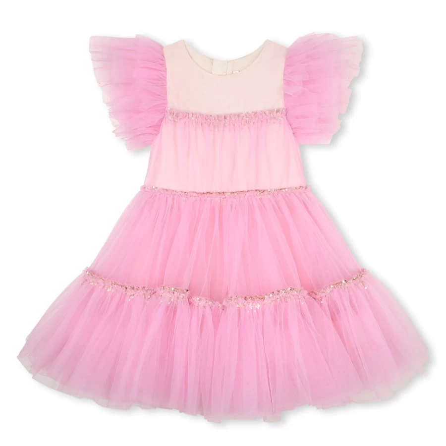 BILLIEBLUSH Pink Sequined Party Dress for Girls - Sparkly Glamorous Evening Gown