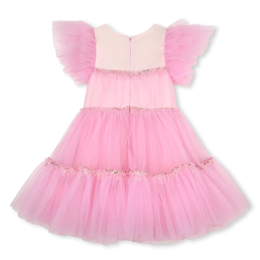BILLIEBLUSH Pink Sequined Party Dress for Girls - Sparkly Glamorous Evening Gown