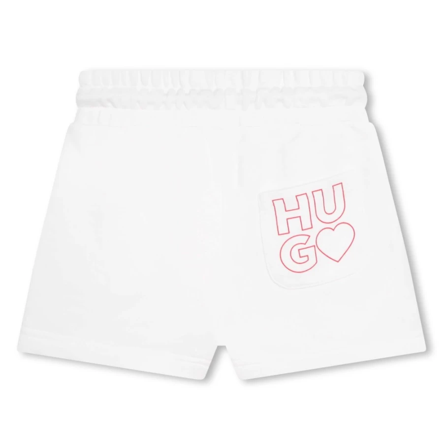 HUGO Girls' White Fleece Shorts - Soft & Comfortable Winter Wear