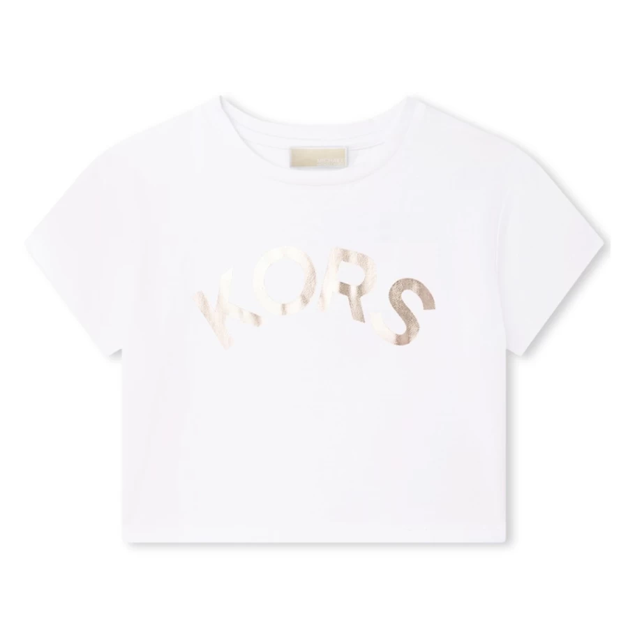 MICHAEL KORS Girls' Cotton Short-Sleeve T-Shirt in White & Yellow