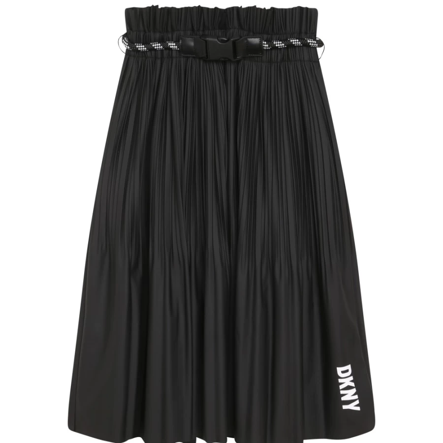 DKNY Black Pleated Skirt with Belt for Girls